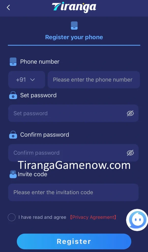 tiranga-game-register